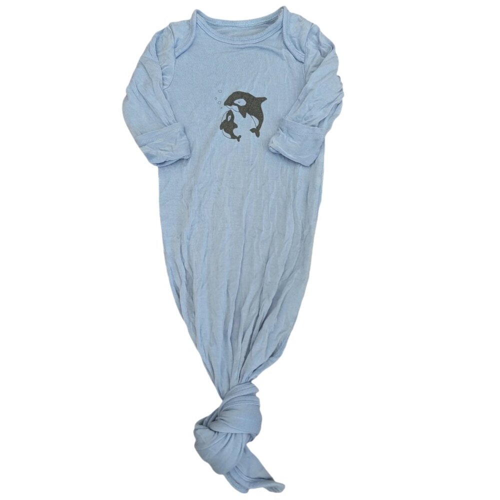 Silkberry Baby Orca Whale Blue Knotted Gown - Newborn